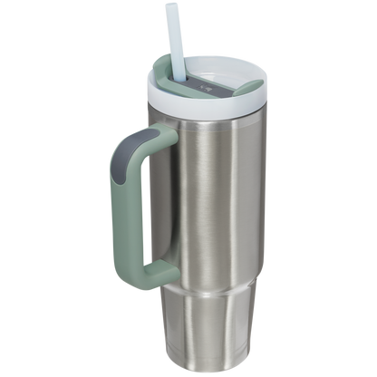 Splash-Resistant FlowState The Quencher H2.0 Flowstate Tumbler D051L - Double-Wall Vacuum Insulated Travel Tumbler with Straw Detail