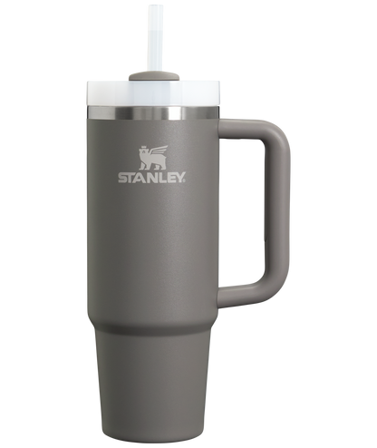 Splash-Resistant FlowState The Quencher H2.0 Flowstate Tumbler | Stanley Create D331C - Double-Wall Vacuum Insulated Travel Tumbler with Straw - Stone