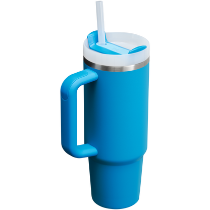 Splash-Resistant FlowState The Quencher H2.0 Flowstate Tumbler | Stanley Create D331C - Double-Wall Vacuum Insulated Travel Tumbler with Straw Detail