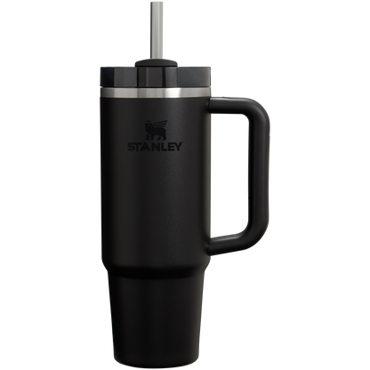 Splash-Resistant FlowState The Quencher H2.0 Flowstate Tumbler D051L - Double-Wall Vacuum Insulated Travel Tumbler with Straw - Black 2.0
