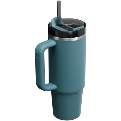 Splash-Resistant FlowState The Quencher H2.0 Flowstate Tumbler | Stanley Create D331C - Double-Wall Vacuum Insulated Travel Tumbler with Straw Detail