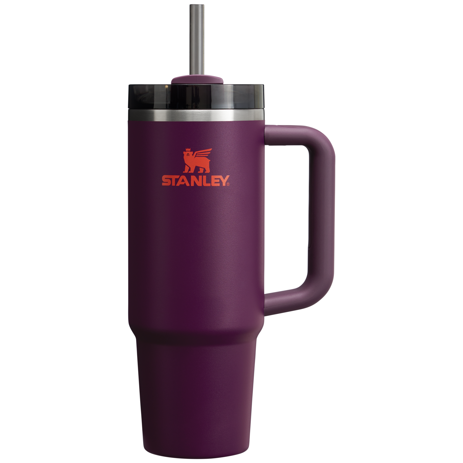 Splash-Resistant FlowState The Quencher H2.0 Flowstate Tumbler | Stanley Create D331C - Double-Wall Vacuum Insulated Travel Tumbler with Straw - Plum