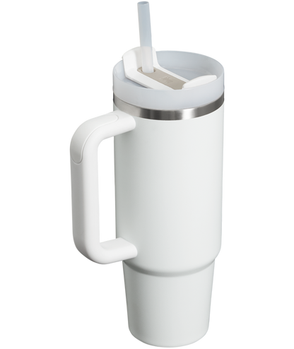 Splash-Resistant FlowState The Quencher H2.0 Flowstate Tumbler | Stanley Create D331C - Double-Wall Vacuum Insulated Travel Tumbler with Straw Detail