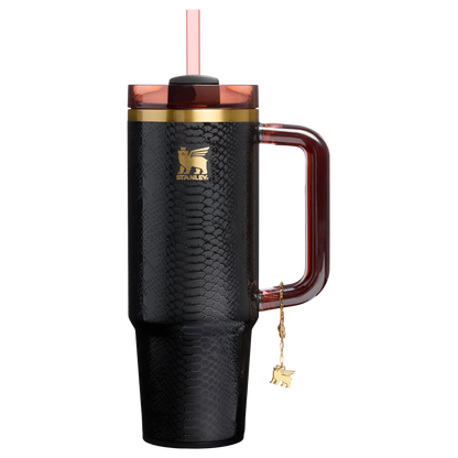 Car-Cup Friendly The Quencher Luxe H2.0 Flowstate Tumbler D171F - FlowState 3-Position Lid Insulated Travel Mug - Black Snakeskin