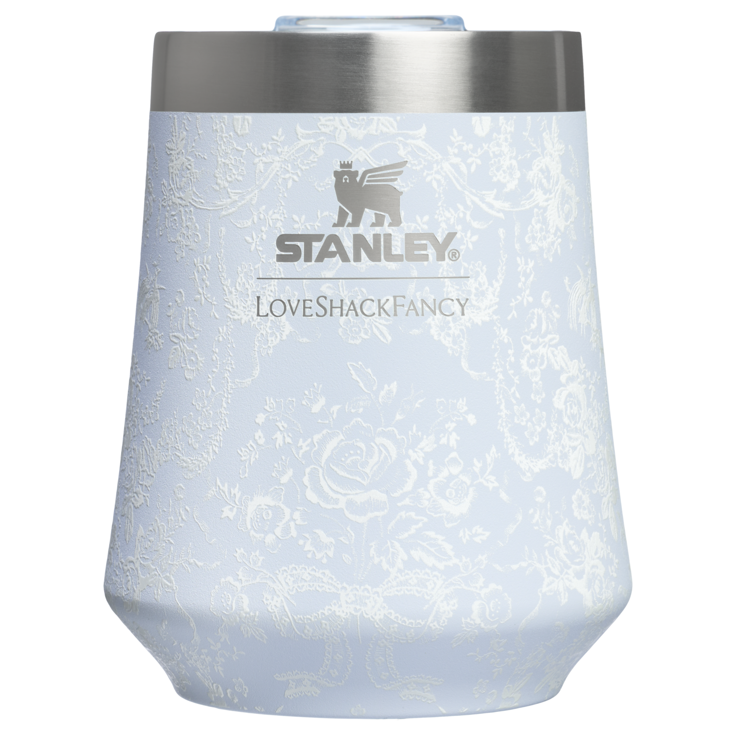 Vacuum Insulated Wine Stanley 1913 x LoveShackFancy Holiday Reserve Wine Tumbler D204X - Shatterproof Flavor-Preserving Cocktail Tumbler with Lid - Toscana Toile Alpine Blue