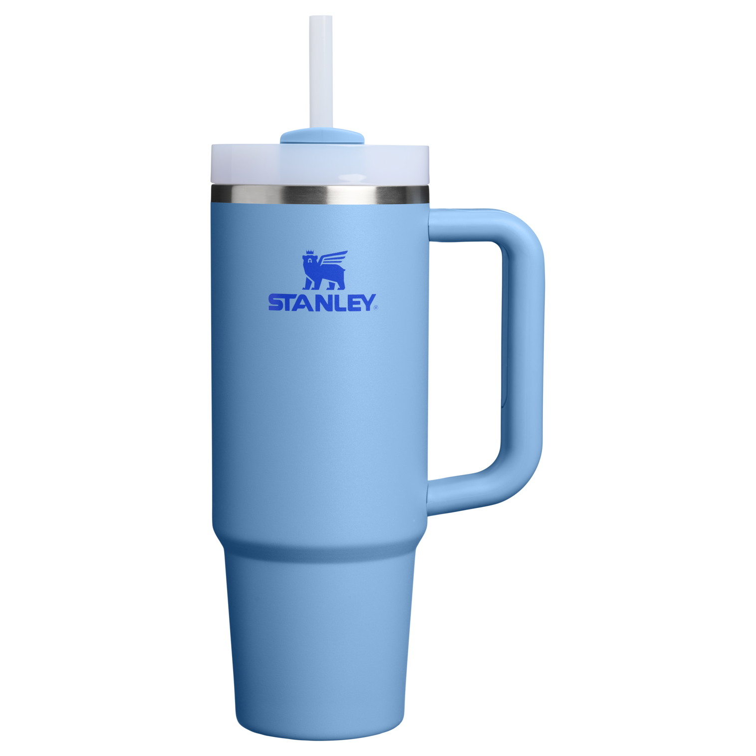 Splash-Resistant FlowState The Quencher H2.0 Flowstate Tumbler | Stanley Create D331C - Double-Wall Vacuum Insulated Travel Tumbler with Straw - Blue Sky