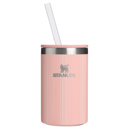 Portable Mini The Everyday Can Cooler Cup D353P - Compact All-Weather Soft-Sided Cooler Backpack - Peach Rose Picnic Stripe