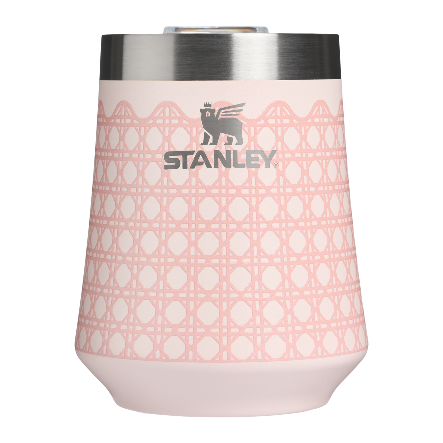 Shatterproof Luxury The Reserve Wine Tumbler D352C - Premium Insulated Egg-Shaped Wine Glass for Outdoors - Rose Quartz Rattan
