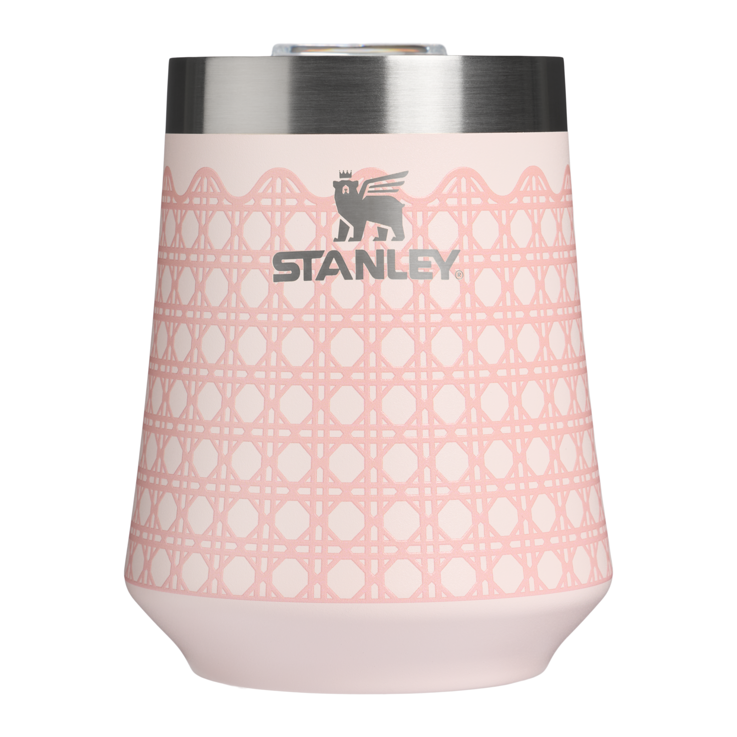 Shatterproof Luxury The Reserve Wine Tumbler D352C - Premium Insulated Egg-Shaped Wine Glass for Outdoors - Rose Quartz Rattan