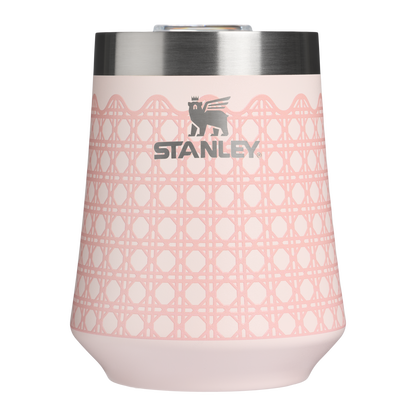 Shatterproof Luxury The Reserve Wine Tumbler D352C - Premium Insulated Egg-Shaped Wine Glass for Outdoors - Rose Quartz Rattan