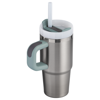 Splash-Resistant FlowState The Quencher H2.O Flowstate Tumbler | Stanley Create D291F - Double-Wall Vacuum Insulated Travel Tumbler with Straw Detail