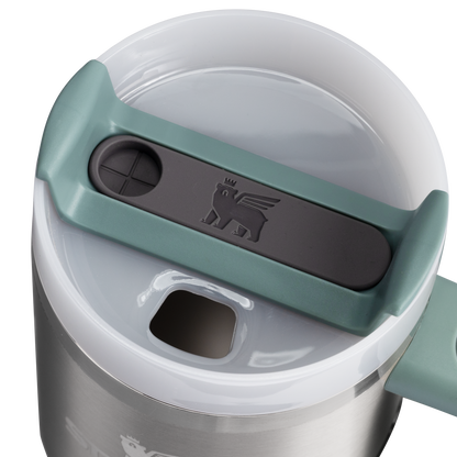 Splash-Resistant FlowState The Quencher H2.O Flowstate Tumbler | Stanley Create D291F - Double-Wall Vacuum Insulated Travel Tumbler with Straw Detail