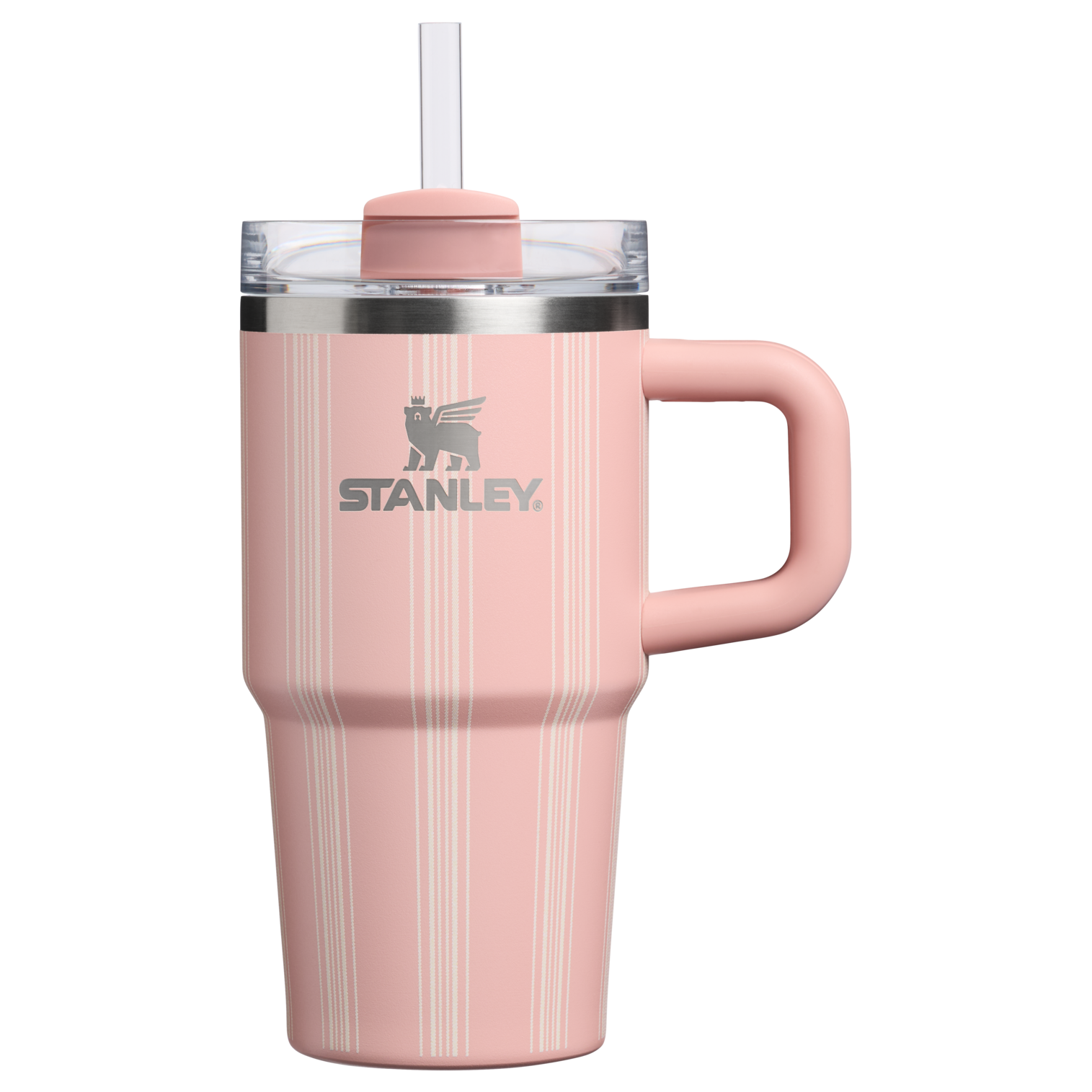 Splash-Resistant FlowState The Quencher H2.0 Flowstate Tumbler D344H - Double-Wall Vacuum Insulated Travel Tumbler with Straw - Peach Rose Picnic Stripe