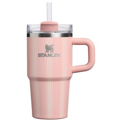 Splash-Resistant FlowState The Quencher H2.0 Flowstate Tumbler D344H - Double-Wall Vacuum Insulated Travel Tumbler with Straw - Peach Rose Picnic Stripe
