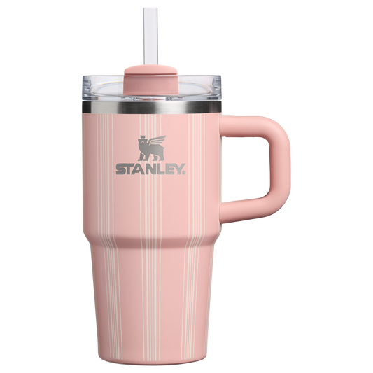 Splash-Resistant FlowState The Quencher H2.0 Flowstate Tumbler D344H - Double-Wall Vacuum Insulated Travel Tumbler with Straw - Peach Rose Picnic Stripe