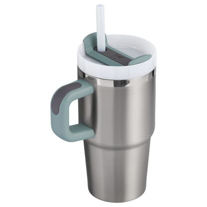 Double-Wall Vacuum The Quencher H2.O Flowstate Tumbler with Handle | Stanley Create D309N - Double-Wall Vacuum Insulated Travel Tumbler with Straw Detail