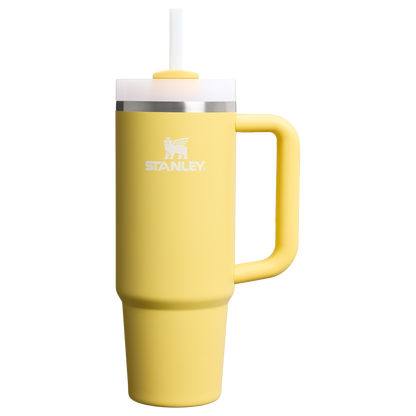 Splash-Resistant FlowState The Quencher H2.0 Flowstate Tumbler | Stanley Create D331C - Double-Wall Vacuum Insulated Travel Tumbler with Straw - Daffodil