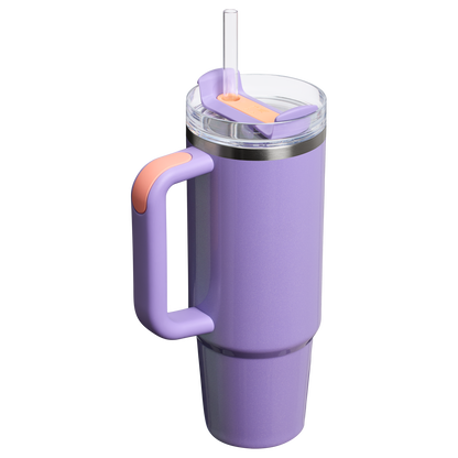 Splash-Resistant FlowState The Quencher H2.0 Flowstate Tumbler D051L - Double-Wall Vacuum Insulated Travel Tumbler with Straw Detail