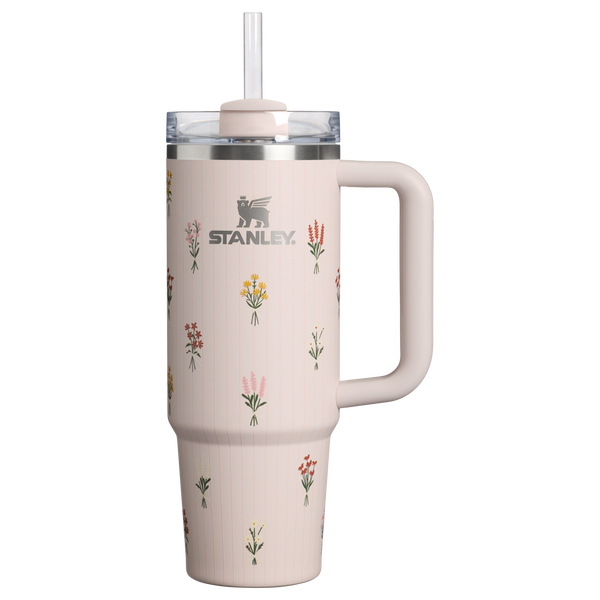 Car-Cup Friendly The Quencher H2.0 Flowstate Tumbler D363L - Double-Wall Vacuum Insulated Travel Tumbler with Straw - Rose Quartz Bouquets