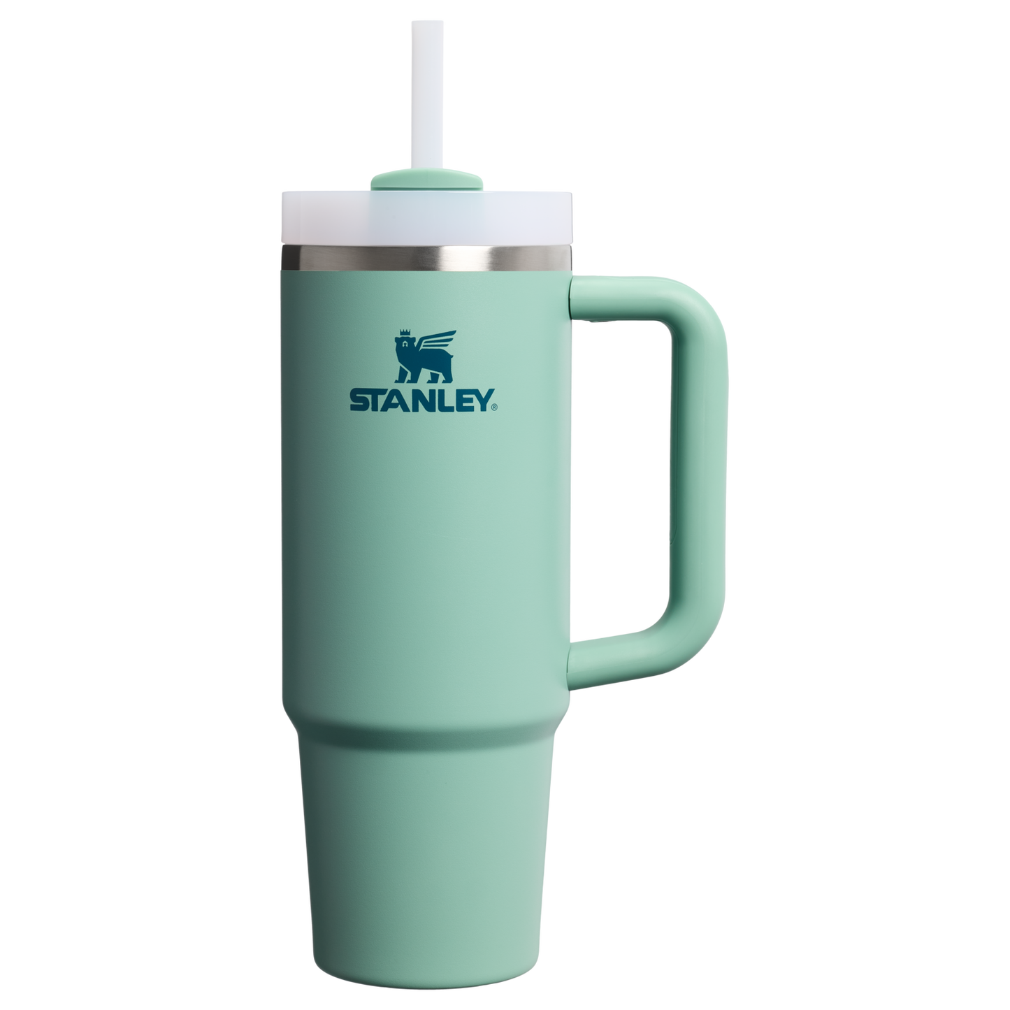 Splash-Resistant FlowState The Quencher H2.0 Flowstate Tumbler | Stanley Create D331C - Double-Wall Vacuum Insulated Travel Tumbler with Straw - Spring Green