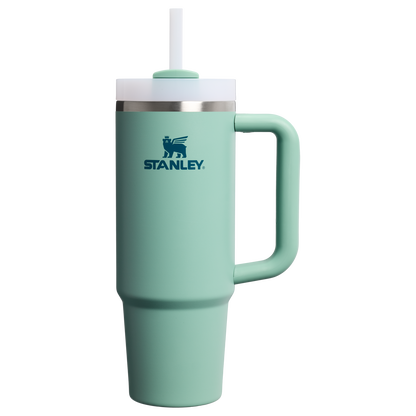 Splash-Resistant FlowState The Quencher H2.0 Flowstate Tumbler | Stanley Create D331C - Double-Wall Vacuum Insulated Travel Tumbler with Straw - Spring Green