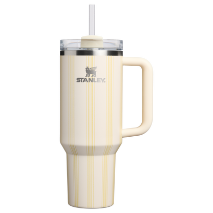 Large Capacity The Quencher H2.0 Flowstate Tumbler D342C - Premium Stainless Steel Straw Cup for All-Day Hydration - Cream Picnic Stripe