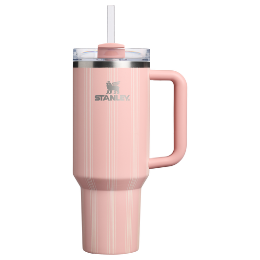Large Capacity The Quencher H2.0 Flowstate Tumbler D342C - Premium Stainless Steel Straw Cup for All-Day Hydration - Peach Rose Picnic Stripe