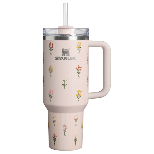 Large Capacity The Quencher H2.0 Flowstate Tumbler D362R - FlowState 3-Position Lid Insulated Travel Mug - Rose Quartz Bouquets