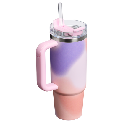 Splash-Resistant FlowState The Quencher H2.0 Flowstate Tumbler D051L - Double-Wall Vacuum Insulated Travel Tumbler with Straw Detail