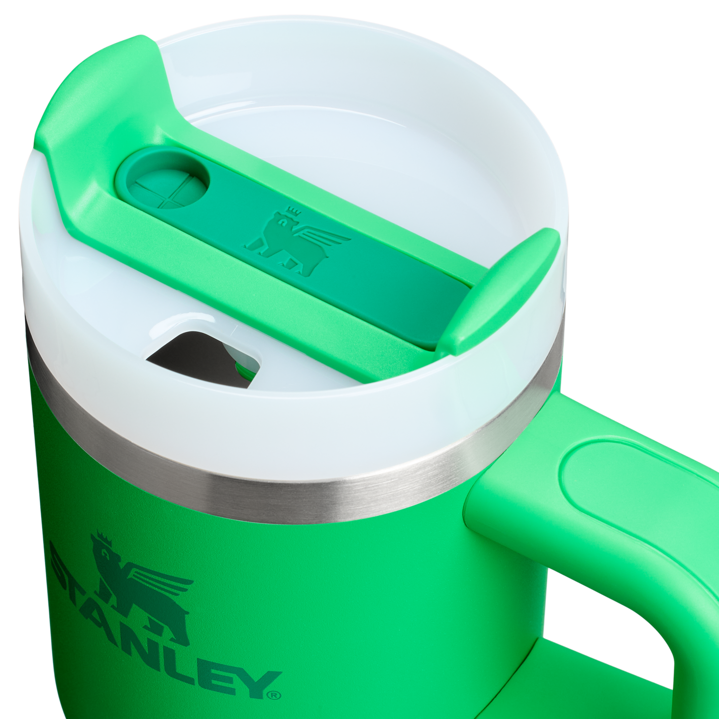 Splash-Resistant FlowState The Quencher H2.O Flowstate Tumbler | Stanley Create D291F - Double-Wall Vacuum Insulated Travel Tumbler with Straw Detail