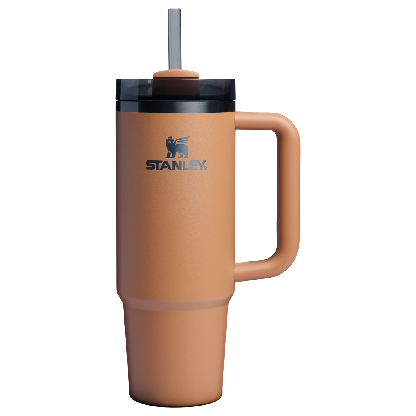 Splash-Resistant FlowState The Quencher H2.0 Flowstate Tumbler | Stanley Create D331C - Double-Wall Vacuum Insulated Travel Tumbler with Straw - Camel