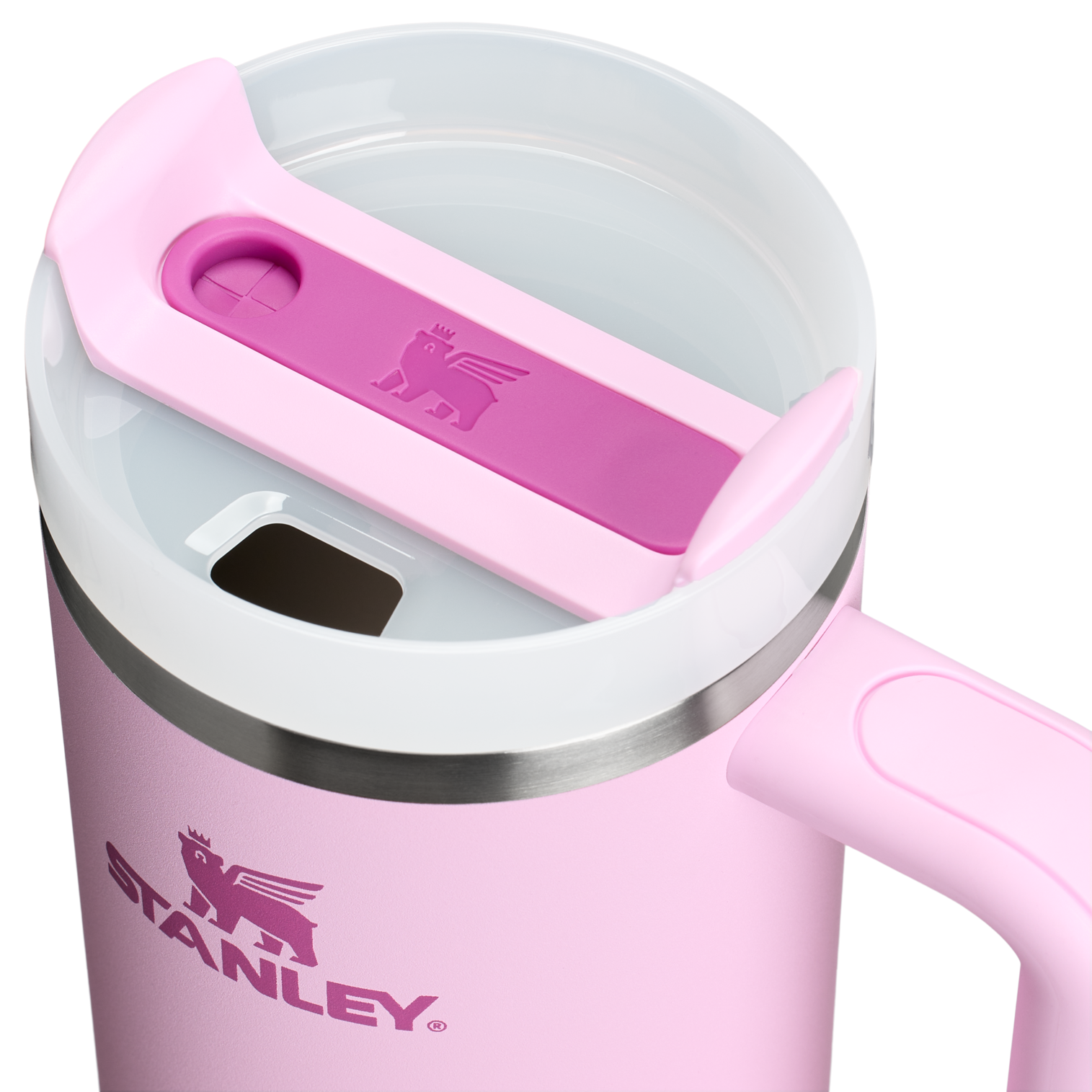 Splash-Resistant FlowState The Quencher H2.0 Flowstate Tumbler | Stanley Create D331C - Double-Wall Vacuum Insulated Travel Tumbler with Straw Detail