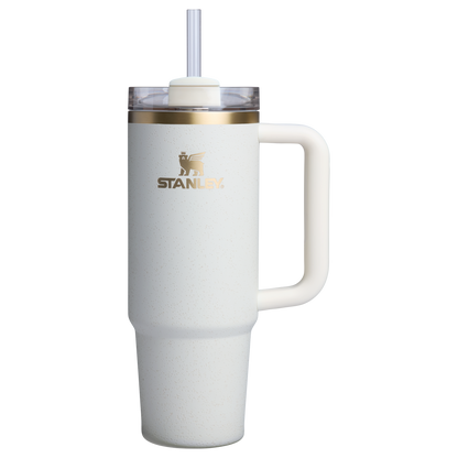 Splash-Resistant FlowState The Quencher H2.0 Flowstate Tumbler D051L - Double-Wall Vacuum Insulated Travel Tumbler with Straw - Cream Moon