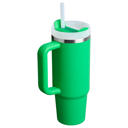 Splash-Resistant FlowState The Quencher H2.0 Flowstate Tumbler | Stanley Create D331C - Double-Wall Vacuum Insulated Travel Tumbler with Straw Detail