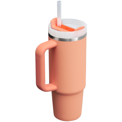 Splash-Resistant FlowState The Quencher H2.0 Flowstate Tumbler | Stanley Create D331C - Double-Wall Vacuum Insulated Travel Tumbler with Straw Detail