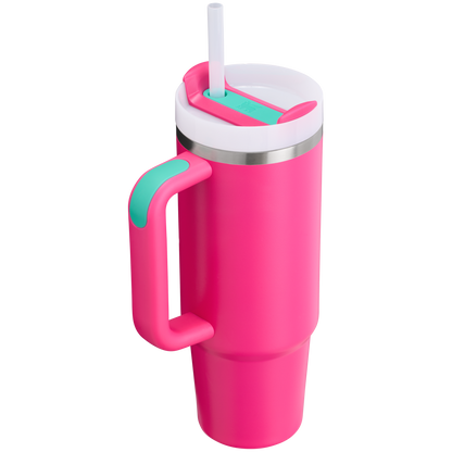 Splash-Resistant FlowState The Quencher H2.0 Flowstate Tumbler | Stanley Create D331C - Double-Wall Vacuum Insulated Travel Tumbler with Straw Detail