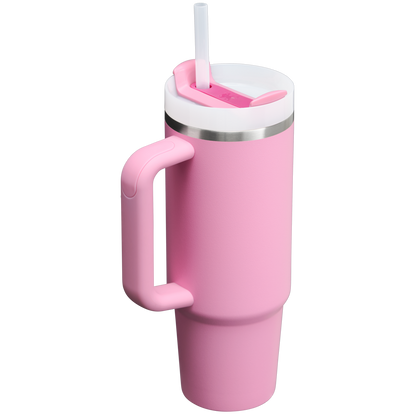 Splash-Resistant FlowState The Quencher H2.0 Flowstate Tumbler | Stanley Create D331C - Double-Wall Vacuum Insulated Travel Tumbler with Straw Detail