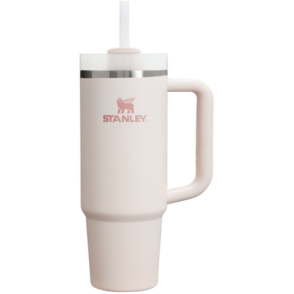Splash-Resistant FlowState The Quencher H2.0 Flowstate Tumbler D051L - Double-Wall Vacuum Insulated Travel Tumbler with Straw - Rose Quartz 2.0