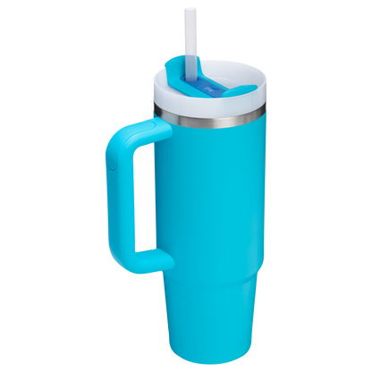 Splash-Resistant FlowState The Quencher H2.0 Flowstate Tumbler | Stanley Create D331C - Double-Wall Vacuum Insulated Travel Tumbler with Straw Detail