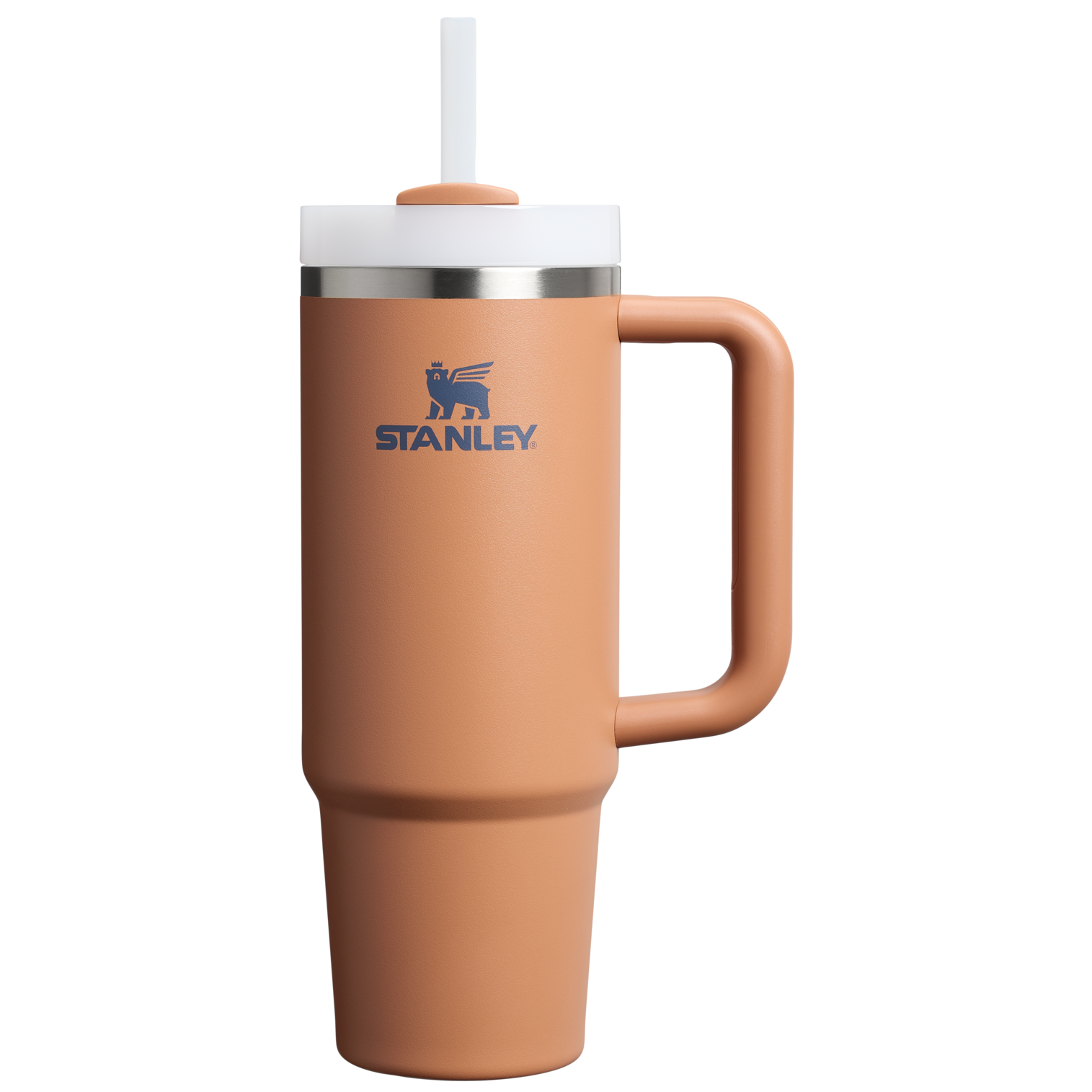 Splash-Resistant FlowState The Quencher H2.0 Flowstate Tumbler | Stanley Create D331C - Double-Wall Vacuum Insulated Travel Tumbler with Straw - Toast