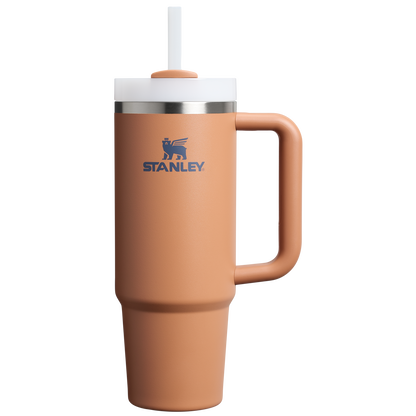 Splash-Resistant FlowState The Quencher H2.0 Flowstate Tumbler | Stanley Create D331C - Double-Wall Vacuum Insulated Travel Tumbler with Straw - Toast