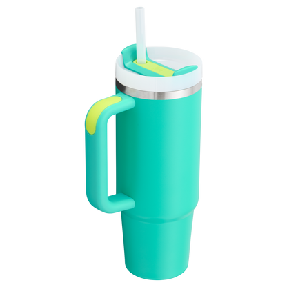 Splash-Resistant FlowState The Quencher H2.0 Flowstate Tumbler D051L - Double-Wall Vacuum Insulated Travel Tumbler with Straw Detail