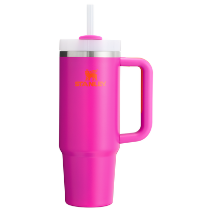 Splash-Resistant FlowState The Quencher H2.0 Flowstate Tumbler | Stanley Create D331C - Double-Wall Vacuum Insulated Travel Tumbler with Straw Detail