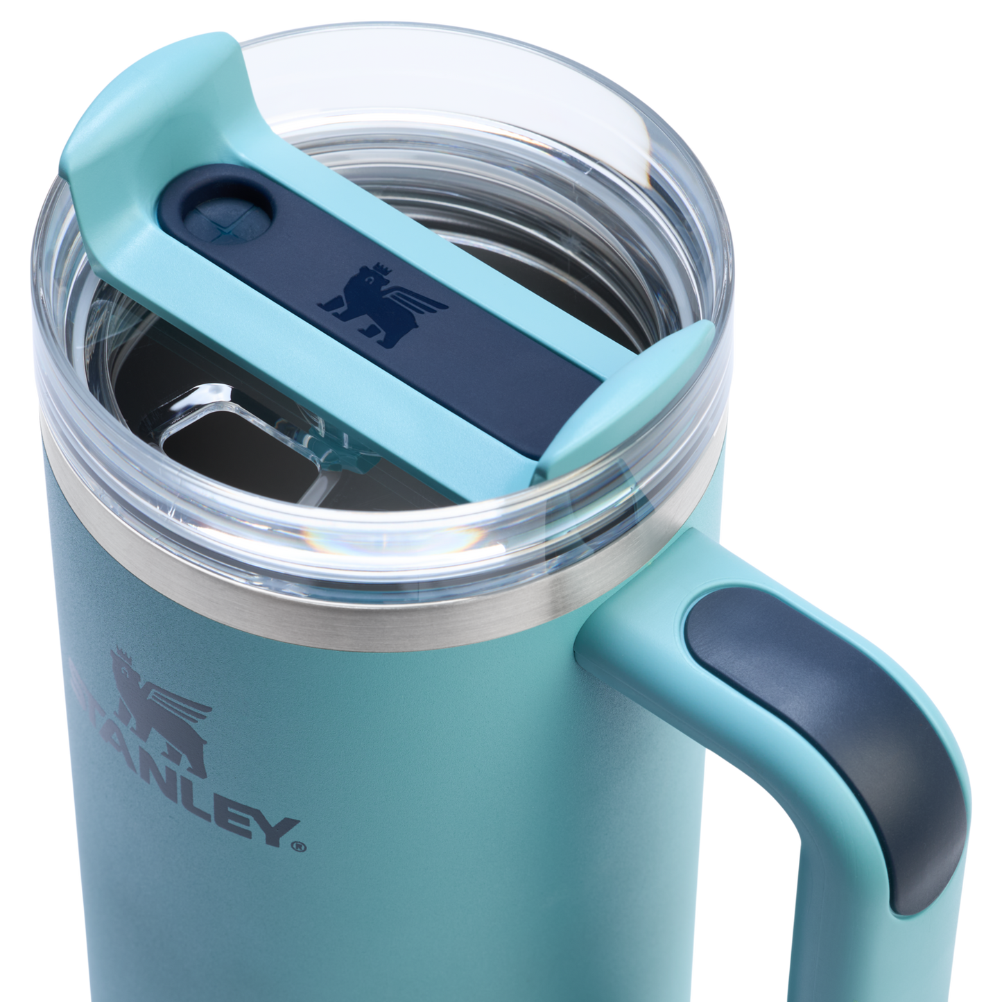 Splash-Resistant FlowState The Quencher H2.0 Flowstate Tumbler | Stanley Create D331C - Double-Wall Vacuum Insulated Travel Tumbler with Straw Detail