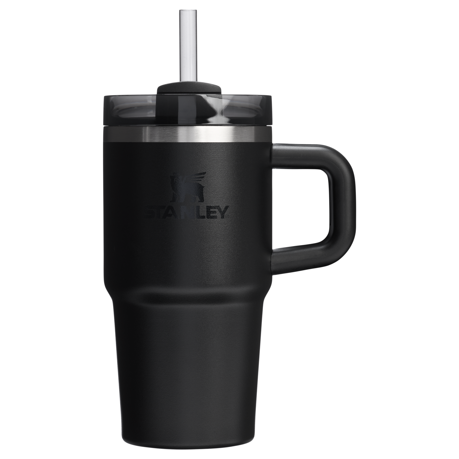 Splash-Resistant FlowState The Quencher H2.O Flowstate Tumbler | Stanley Create D274S - Double-Wall Vacuum Insulated Travel Tumbler with Straw - Black 2.0