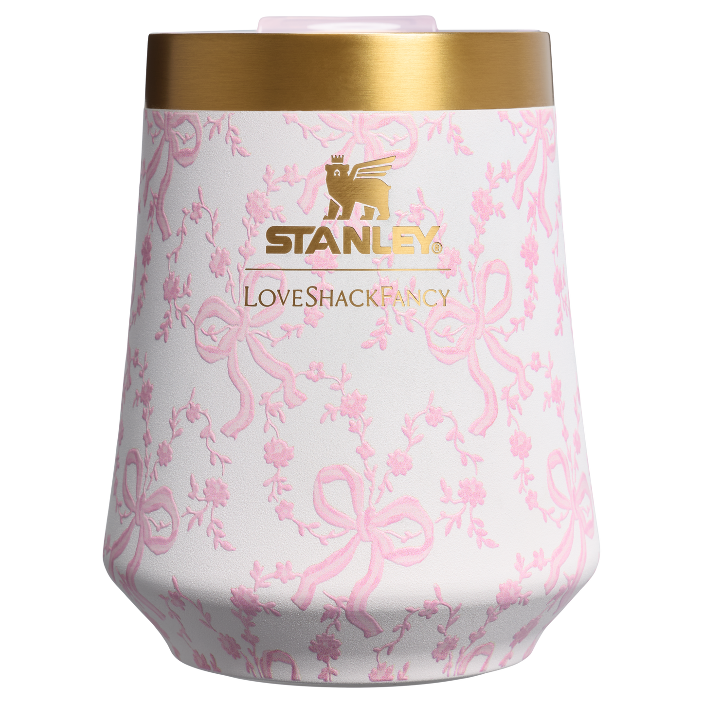Vacuum Insulated Wine Stanley 1913 x LoveShackFancy Holiday Reserve Wine Tumbler D204X - Shatterproof Flavor-Preserving Cocktail Tumbler with Lid - Coquette Bow Chantilly