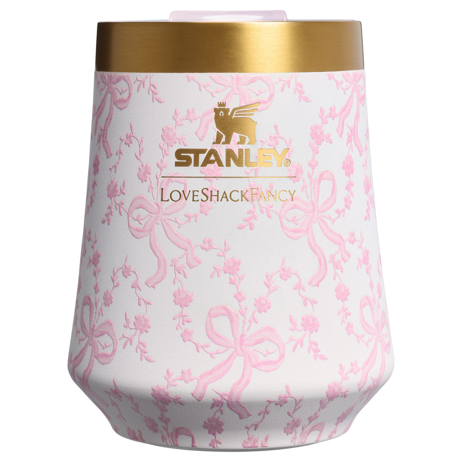 Vacuum Insulated Wine Stanley 1913 x LoveShackFancy Holiday Reserve Wine Tumbler D204X - Shatterproof Flavor-Preserving Cocktail Tumbler with Lid - Coquette Bow Chantilly