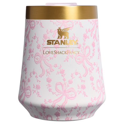 Vacuum Insulated Wine Stanley 1913 x LoveShackFancy Holiday Reserve Wine Tumbler D204X - Shatterproof Flavor-Preserving Cocktail Tumbler with Lid - Coquette Bow Chantilly