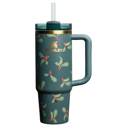 Insulated Travel The Cheers & Cheer Quencher H2.0 Flowstate Tumbler D189S - Double-Wall Vacuum Insulated Travel Tumbler with Straw - Holiday Botanical