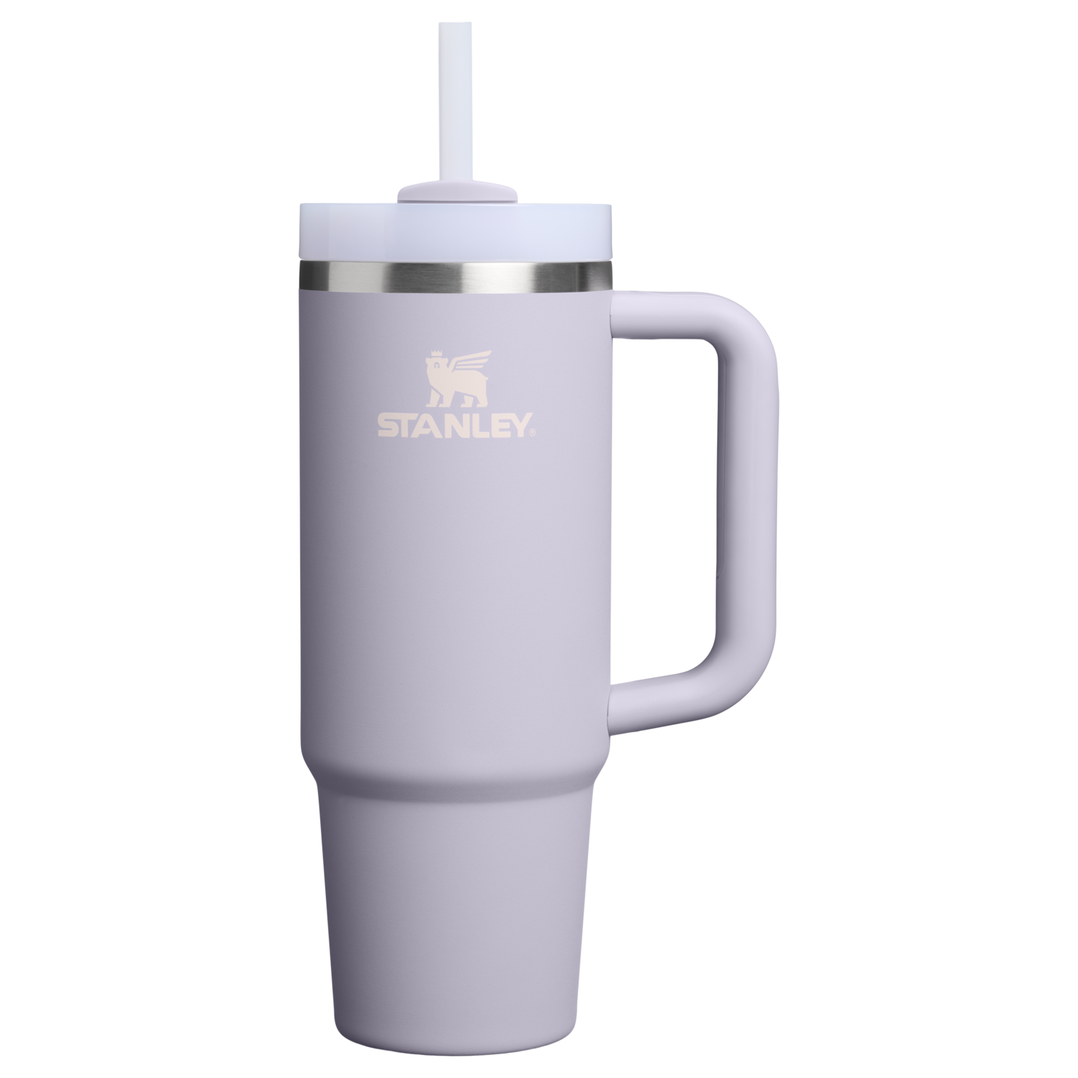 Splash-Resistant FlowState The Quencher H2.0 Flowstate Tumbler | Stanley Create D331C - Double-Wall Vacuum Insulated Travel Tumbler with Straw - Purple Dust